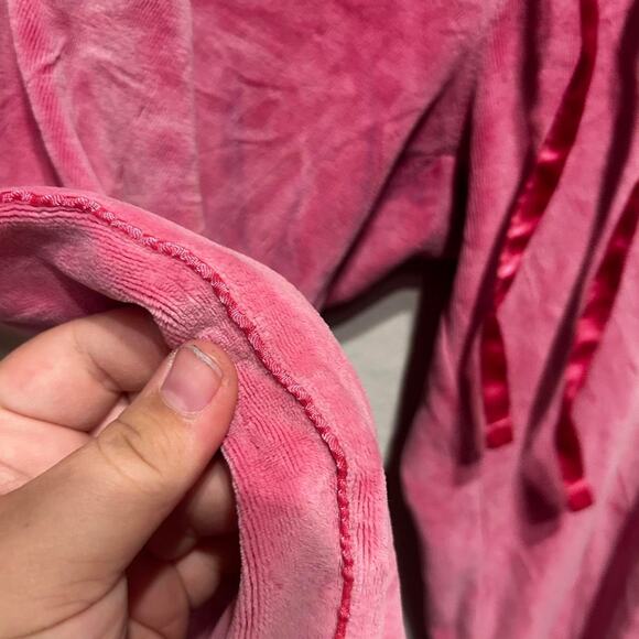 Vintage 90s/Y2K Pink velvet velour sweatpants with drawstring waist - Picture 4 of 8